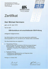 Michael Herrmann, EIB-Kombikurs mit anschließender EIB-Prüfung